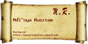 Mánya Rusztem névjegykártya